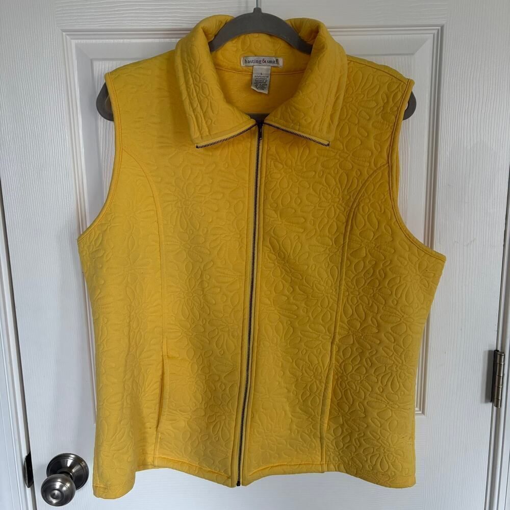 Hasting & Smith Quilted Textured Full Zip Vest Yellow Large